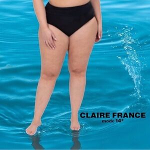 NWOT, Claire France, Plus Size Classic Swimsuit Briefs, 3X, Black 🌴